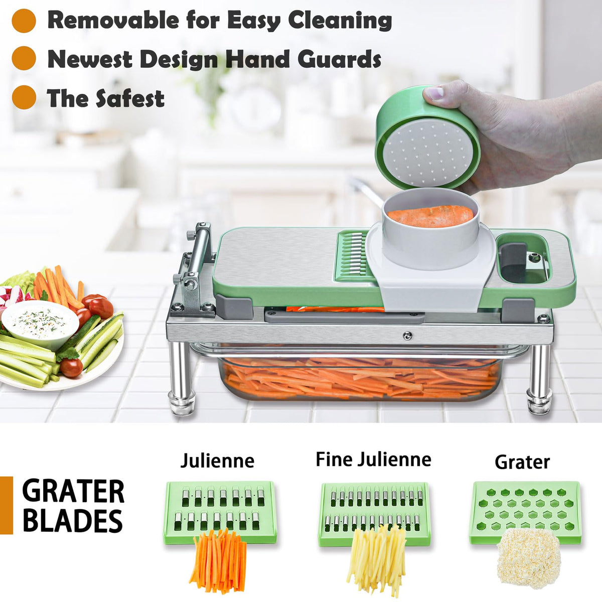 Safe hand guard protects fingers during Moeuonb chopping sessions.