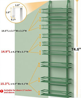 Moforoco Sage Green spice storage on a door keeps kitchen tidy.