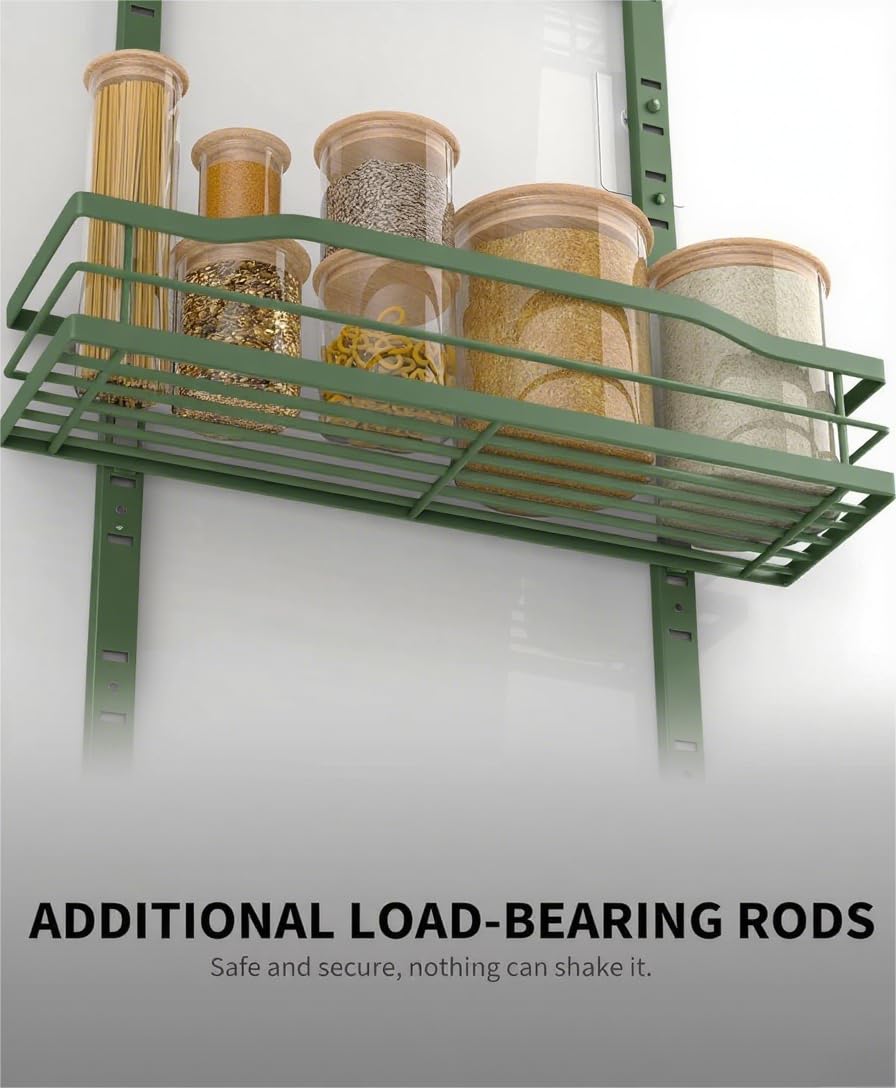 Moforoco Sage Green pantry organizer on door adds space in small rooms.