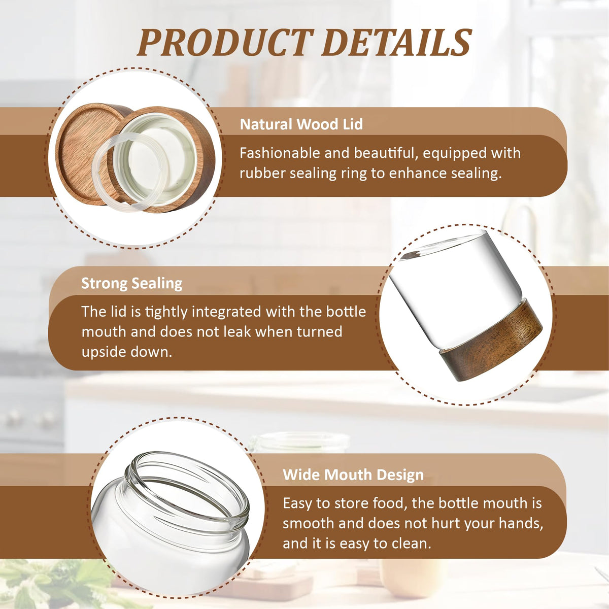 MOLADRI acacia wood lid with silicone seal preserves freshness.