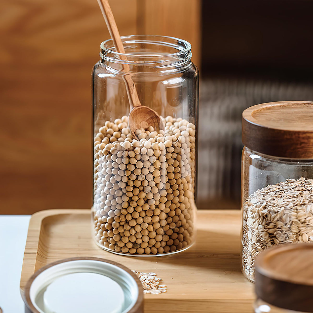 Moladri storage jar shown on pantry shelf for coffee or snacks