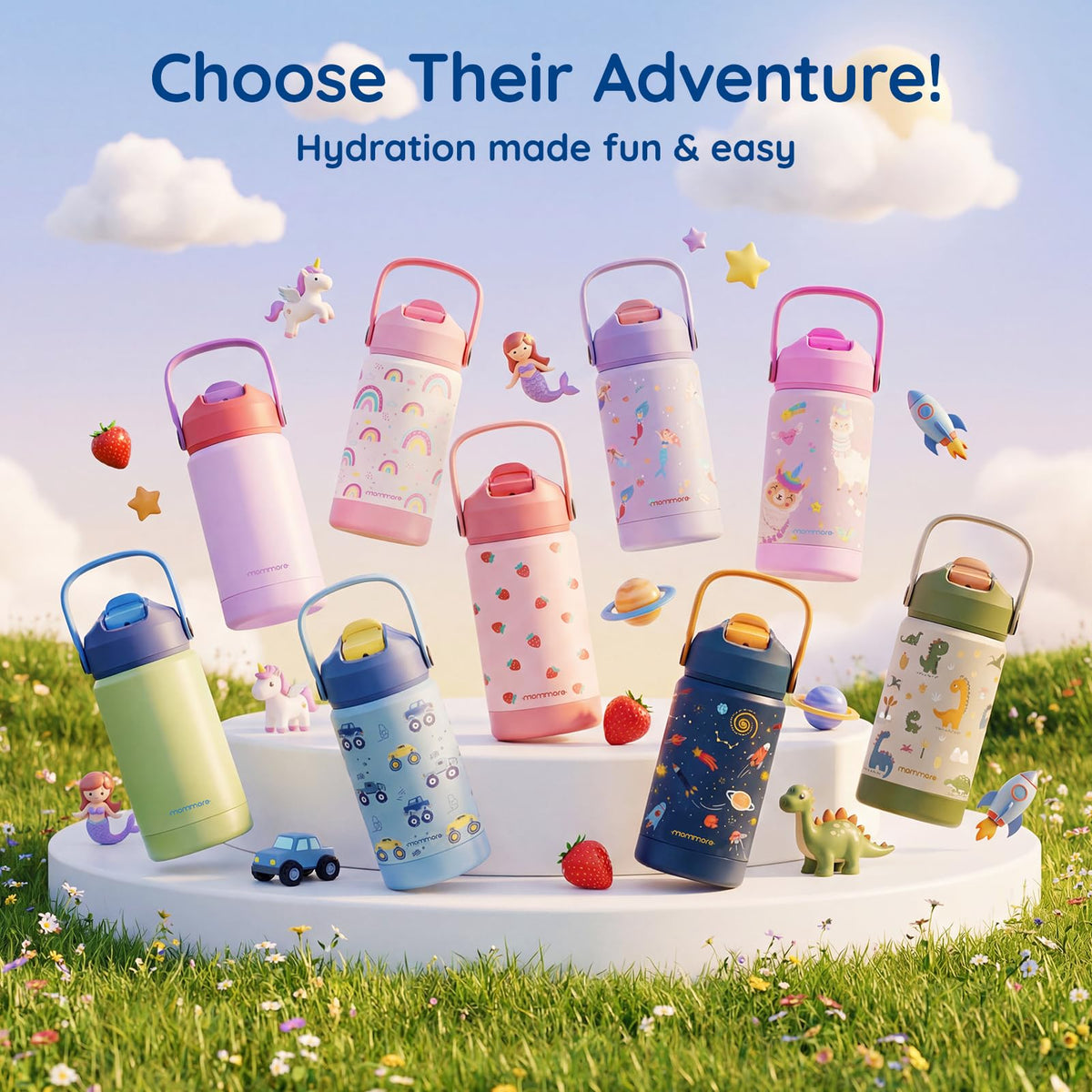 Mommore hydration companion for kids during outdoor play and school day.