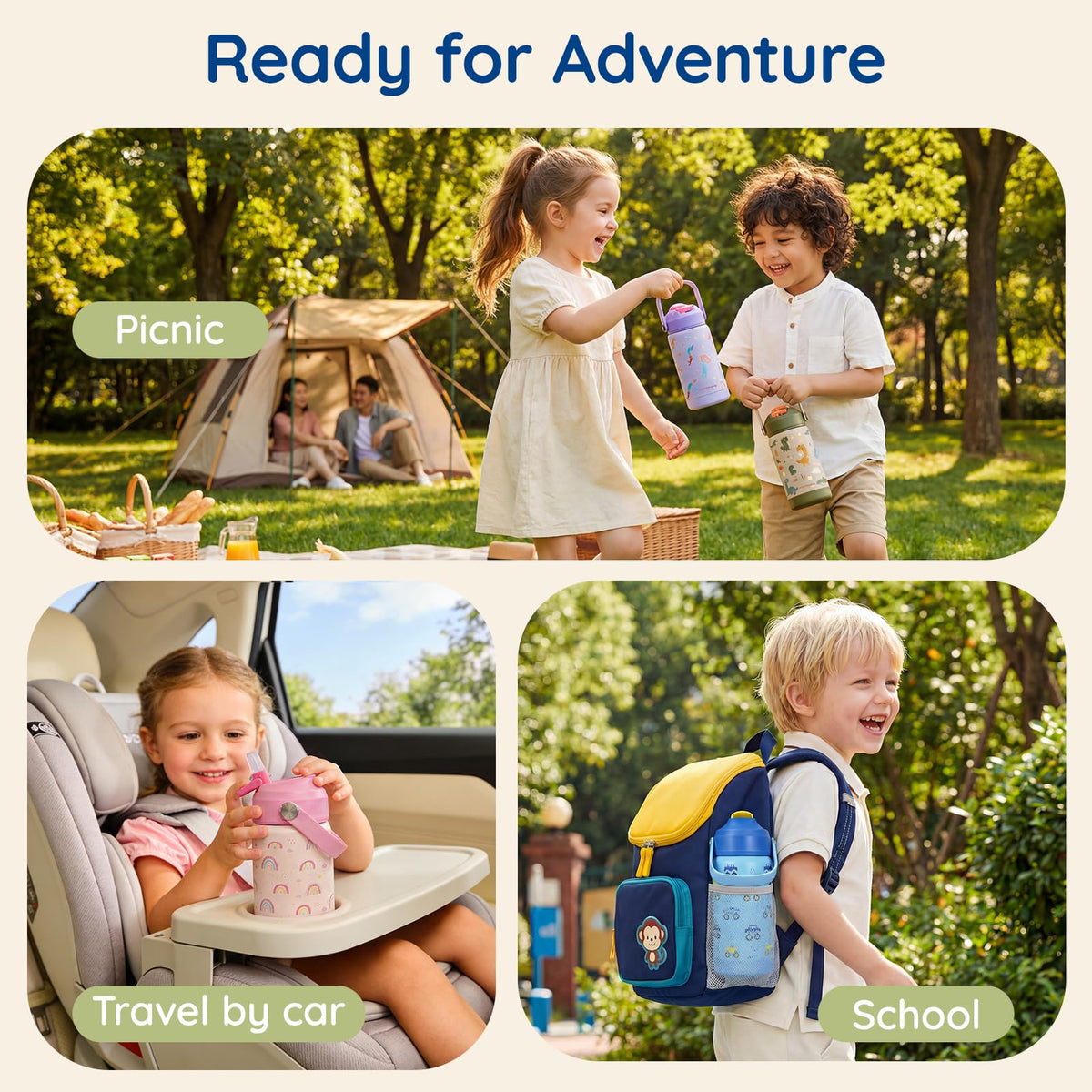 Mommore water bottle ideal for outdoors and school trips