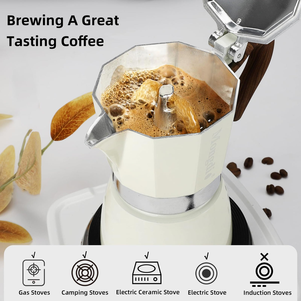 Mongdio elegant aluminum body design for even heat and durable use.