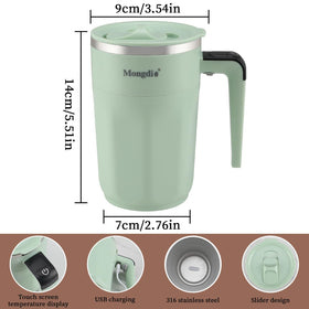 Mongdio self-stirring mug ergonomic handle provides comfortable grip during use.