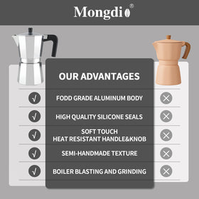 Mongdio moka pot designed for Cuban coffee flavor and rich aroma