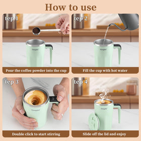 Mongdio self-stirring mug shows real-time temperature at the handle for safer sipping.