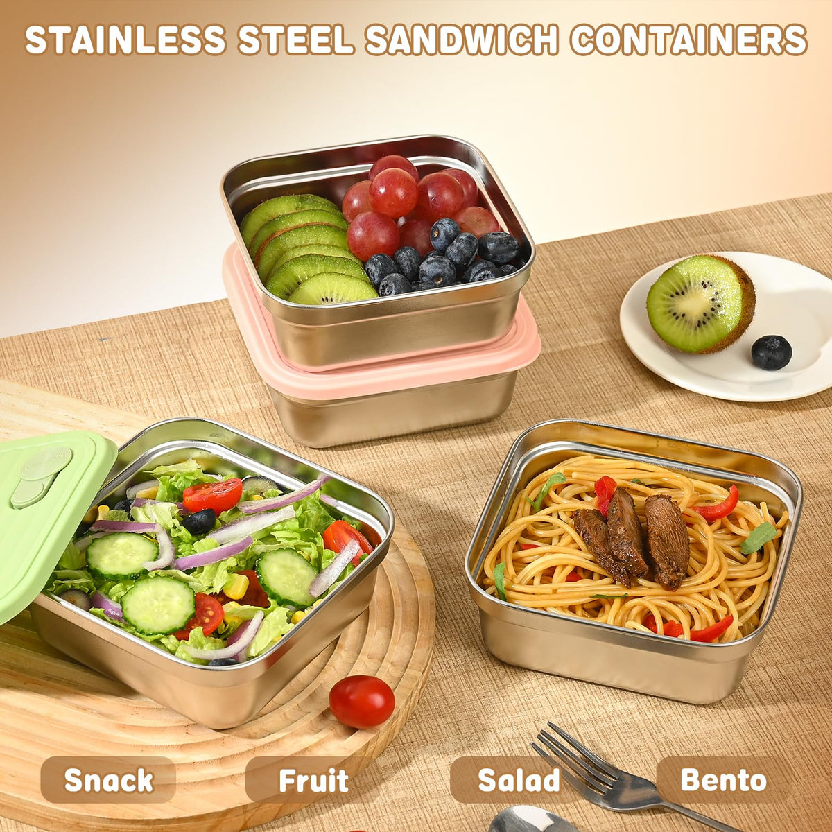 monoan 20oz sandwich container yellow lid — ideal for organized meal prep.