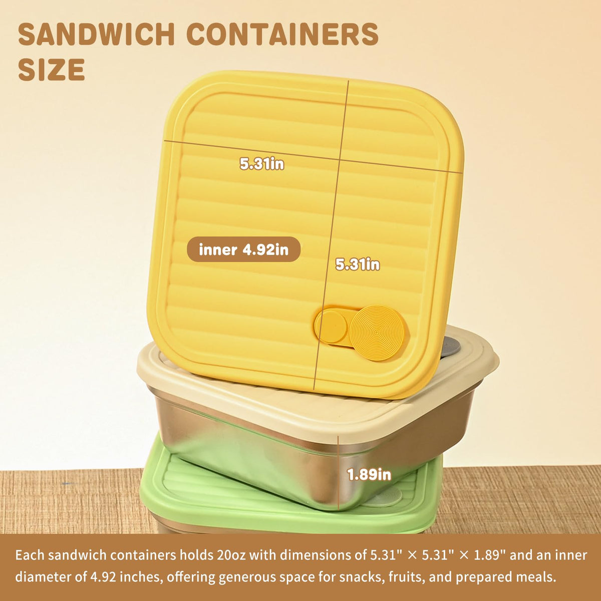 monoan sandwich container inside-view — roomy interior for snacks, fruits, or meals.