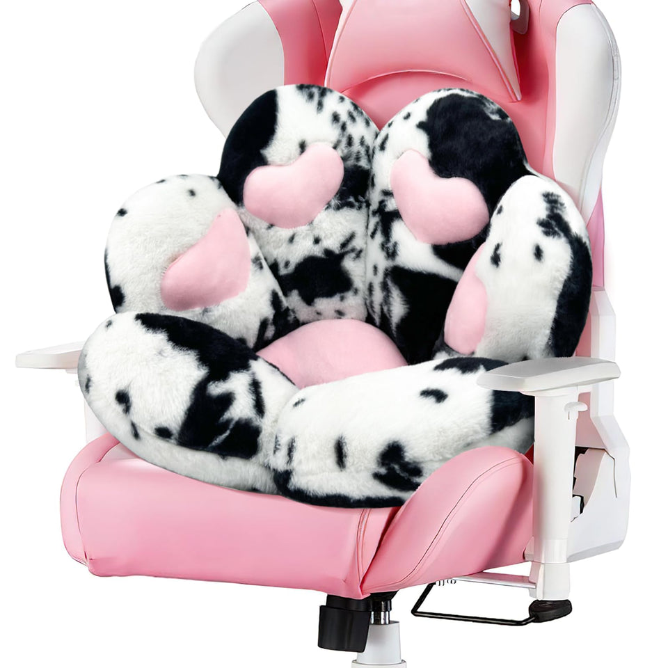 Moonbeek i cat paw cushion chair front view shows plush gaming seating in Milk Cow color