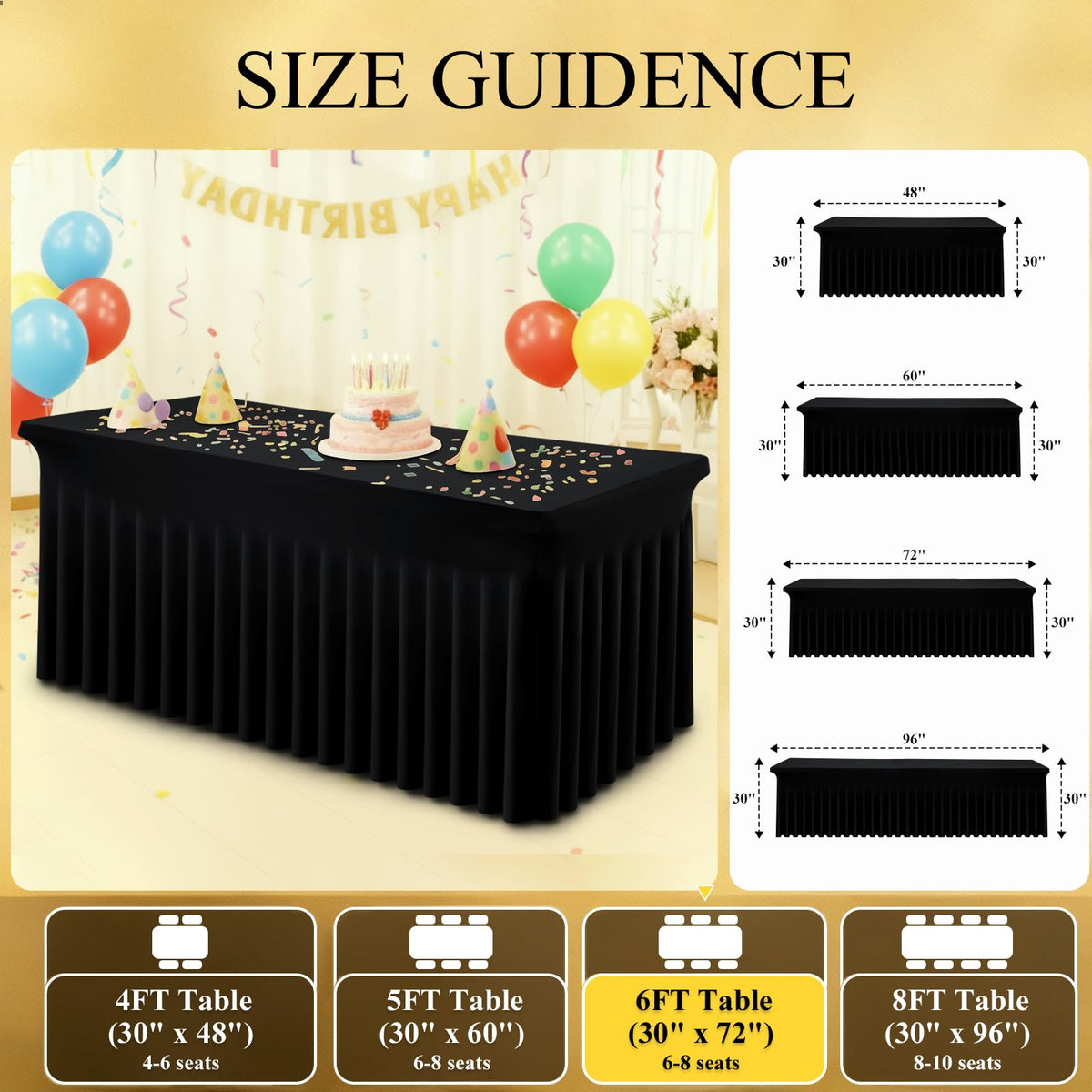 Moosfor black tablecloth option enhances formal banquet aesthetics