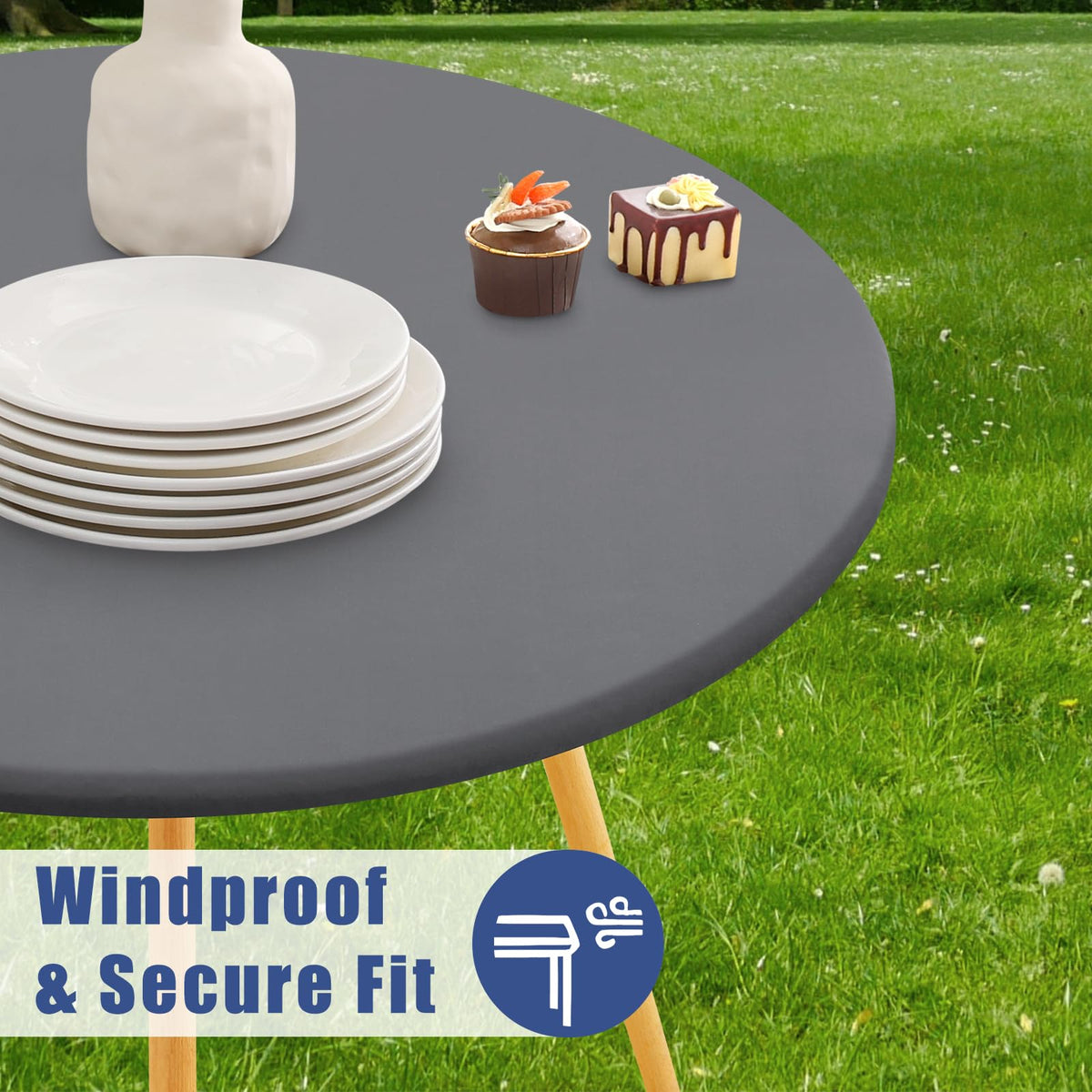 Close-up stitching on Moosfor tablecloth highlighting durable construction