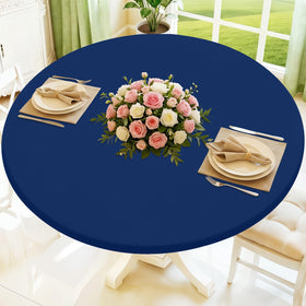 Moosfor round tablecloth with elastic fit securely covers tables