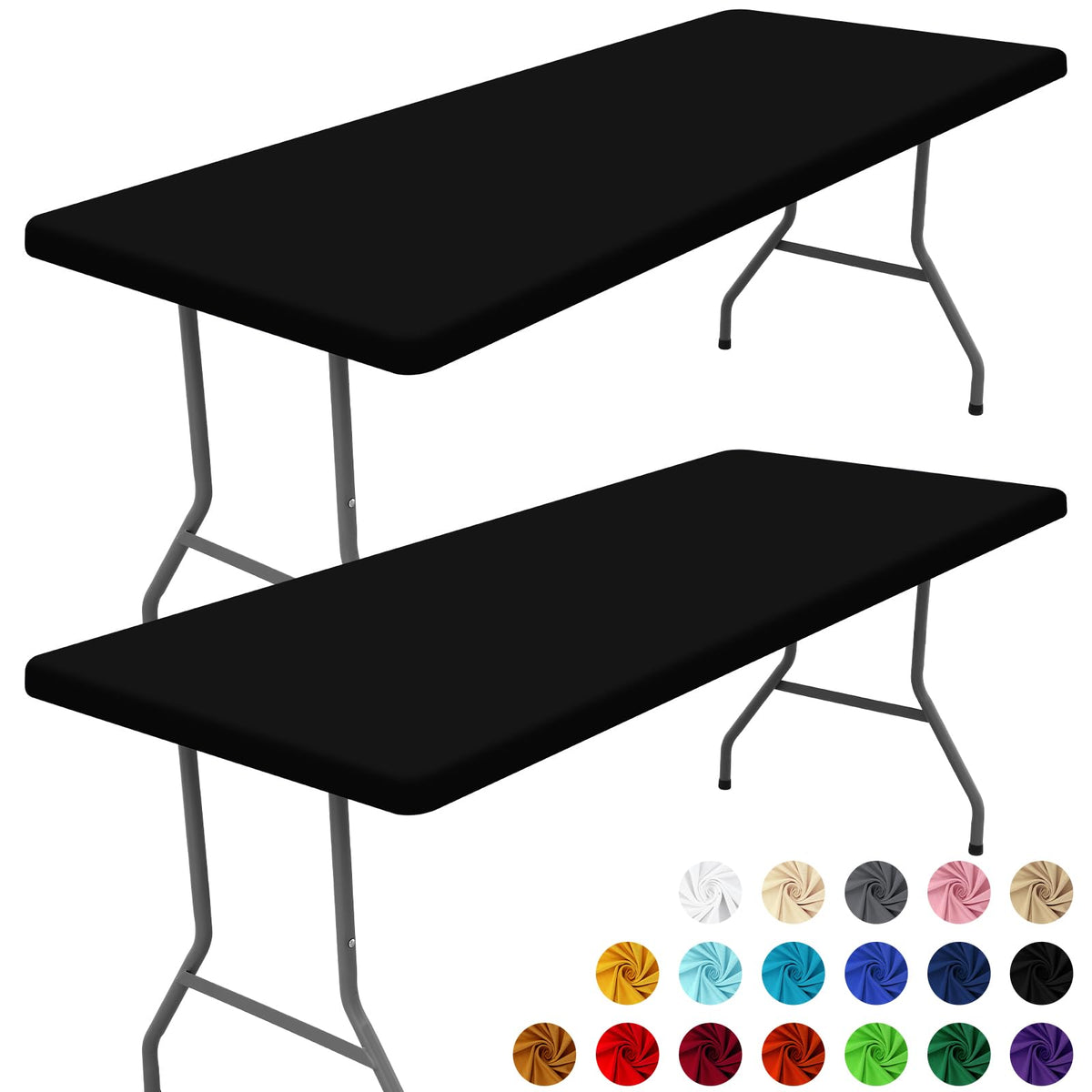 Moosfor Spandex tablecloth 6ft rectangle; snug elastic fit for outdoor tables.