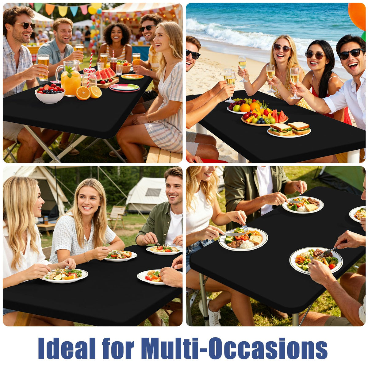 Moosfor spandex tablecloth durable stitching ensures long-lasting use.