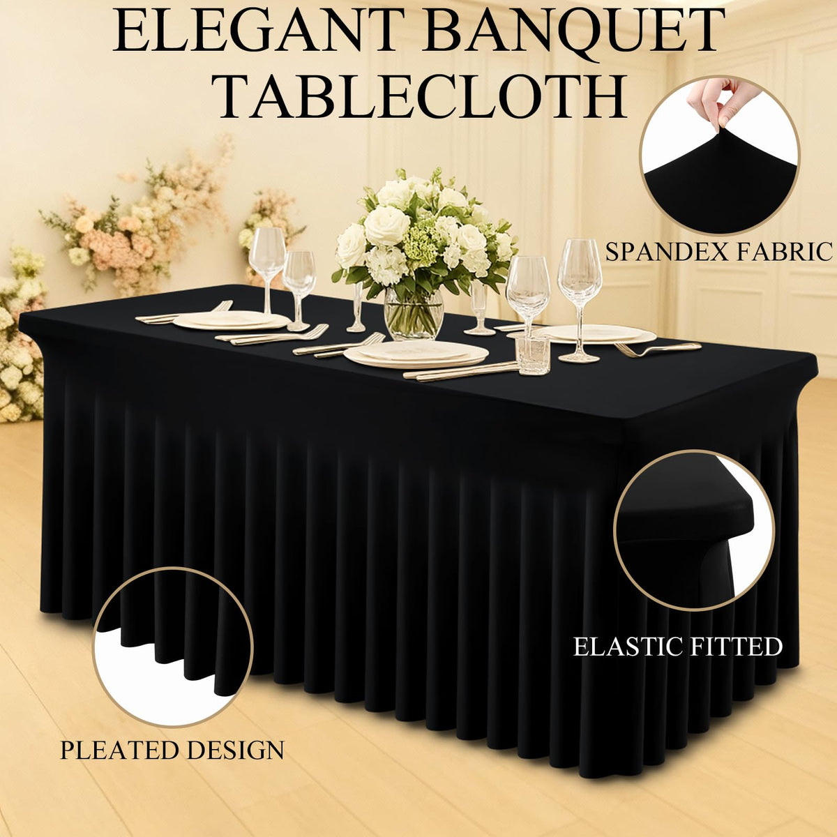 Moosfor wrinkle-resistant tablecloth presenting a polished banquet look