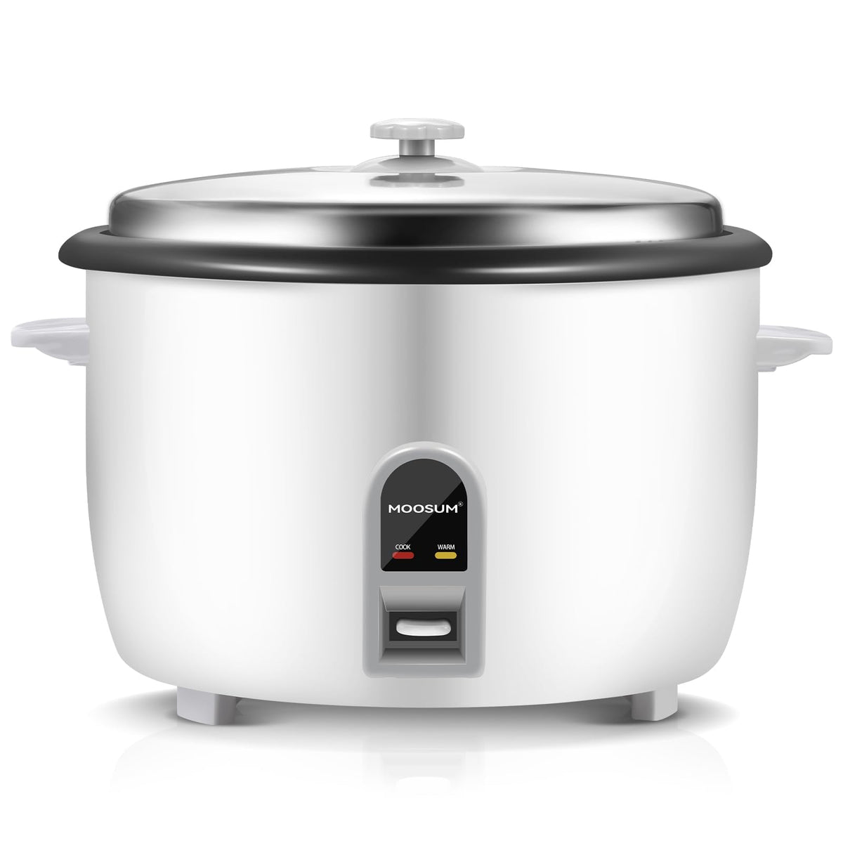 Moosum commercial rice cooker with uncooked 30-cup capacity for busy kitchens.