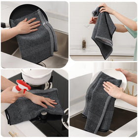Mordimy Premium Kitchen Towels drying dishes in a sink scene.