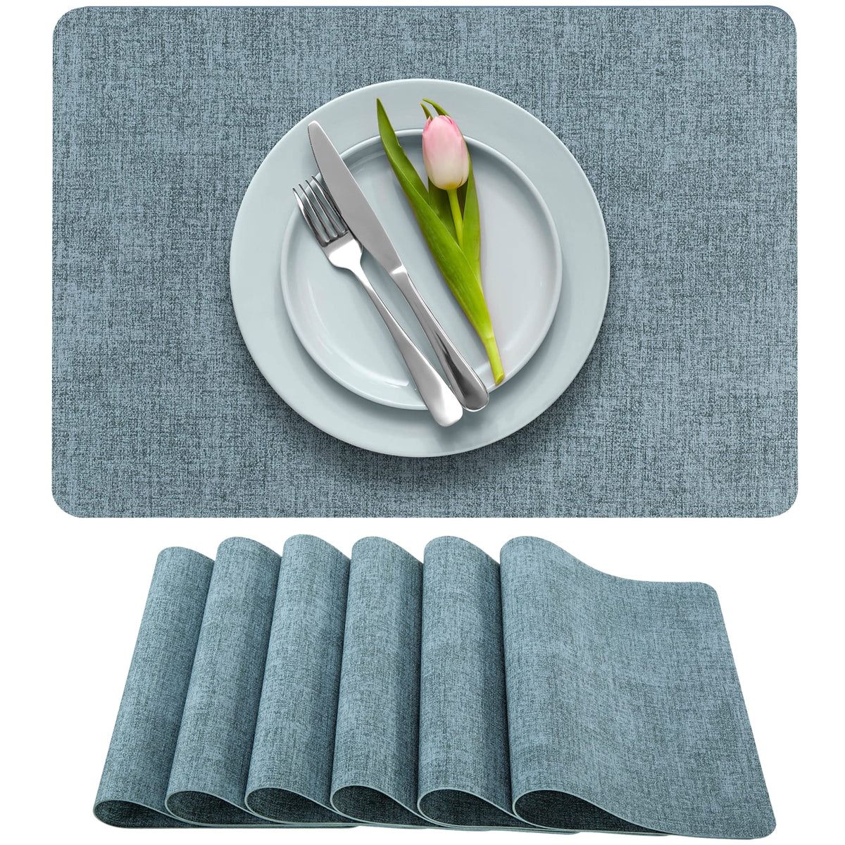 More Decor faux leather placemats close-up weave texture for modern table styling