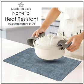 More Decor placemats blue non-slip backing lying flat on table