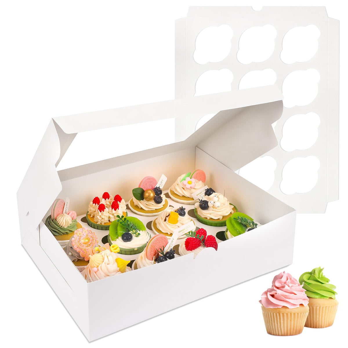 Moretoes cupcake boxes with window, 12-cup capacity for gifting