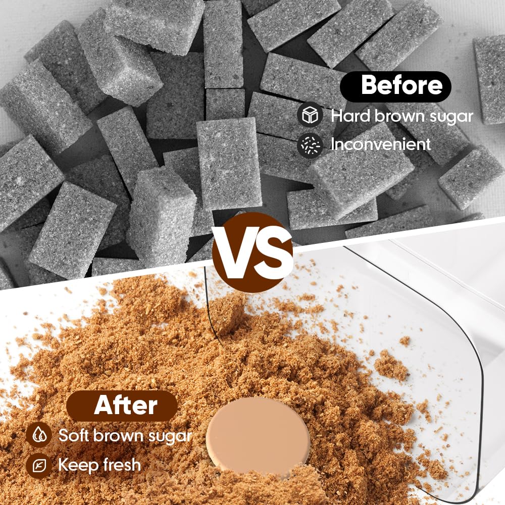 Moryimi brown sugar container with spoon attached for quick, clean scooping.