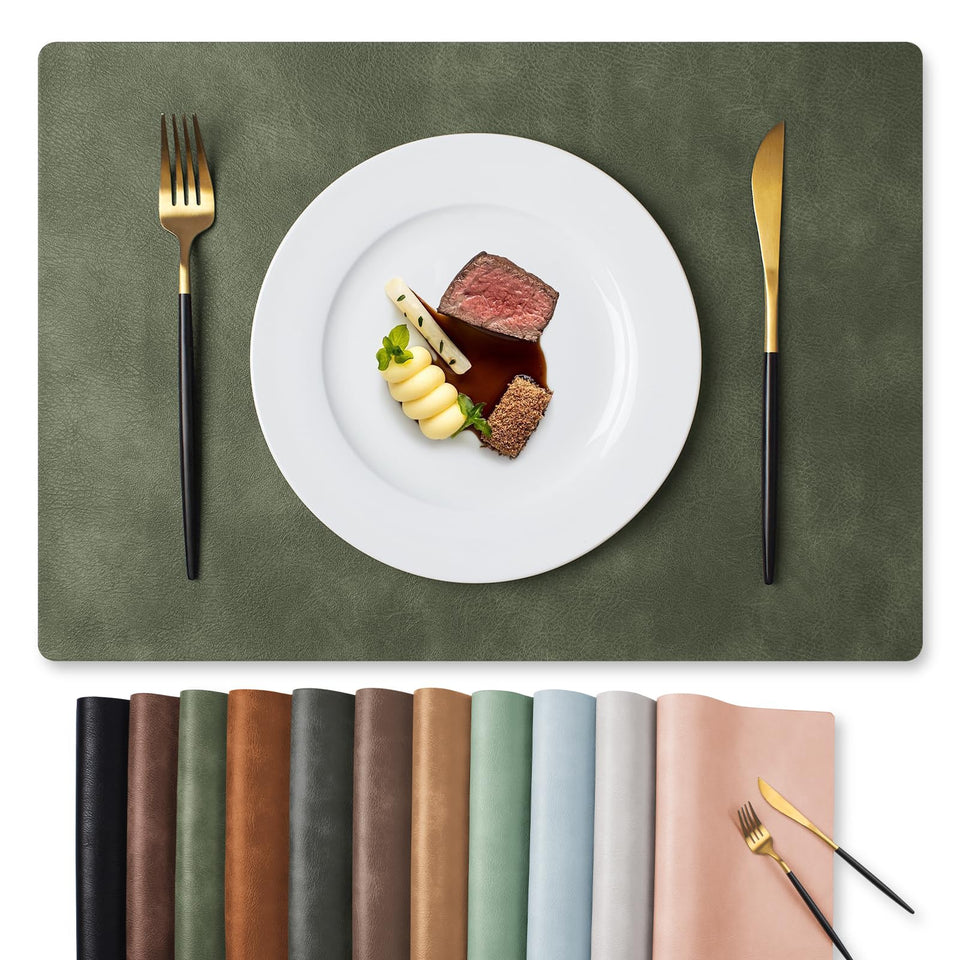 MOSAYT vinyl placemats olive green texture provide durable spill protection for everyday dining
