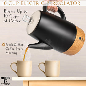 Moss & Stone percolator with stainless steel body for durable, stylish kitchen appeal.