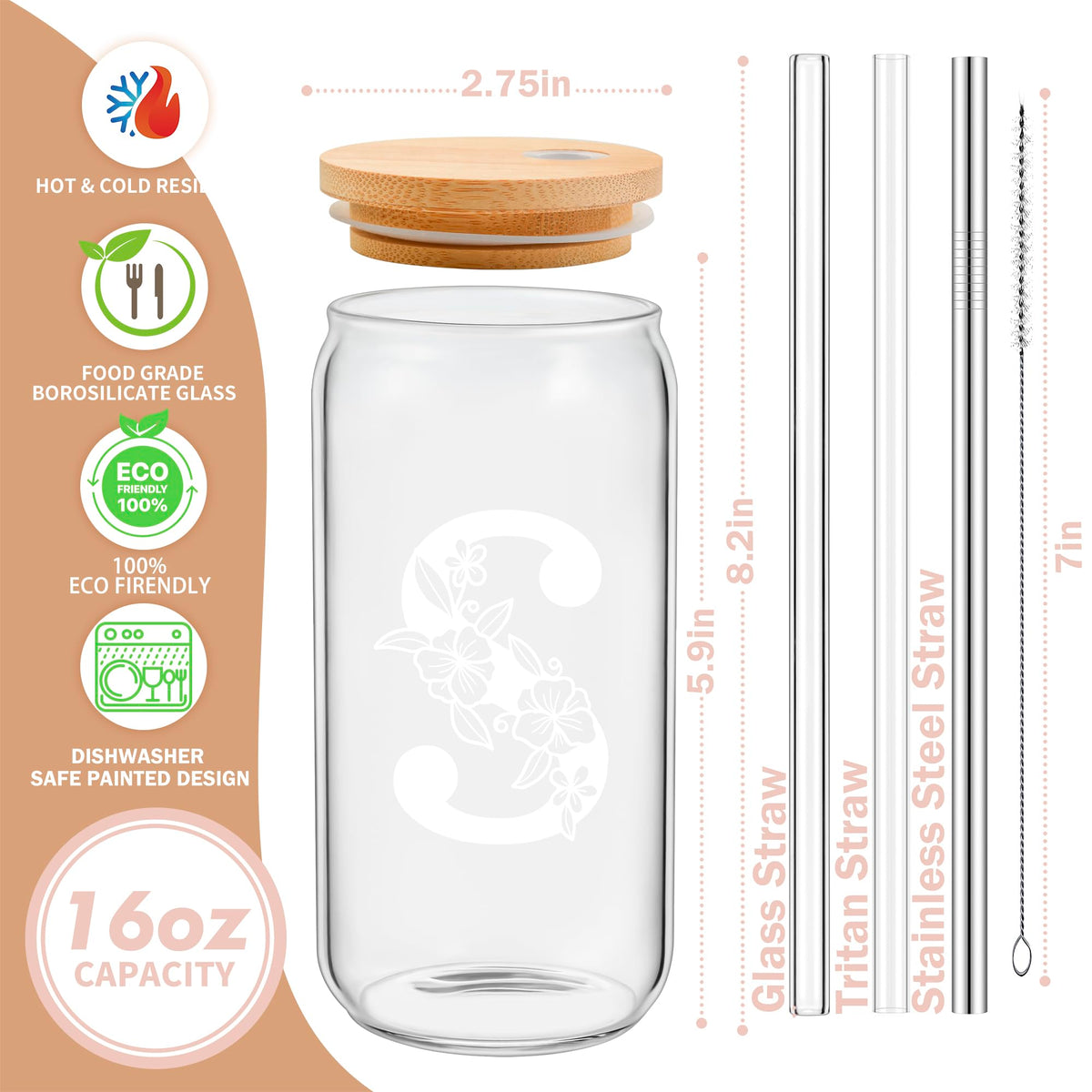 Mozaba three-straw set with glass, Tritan, and stainless options