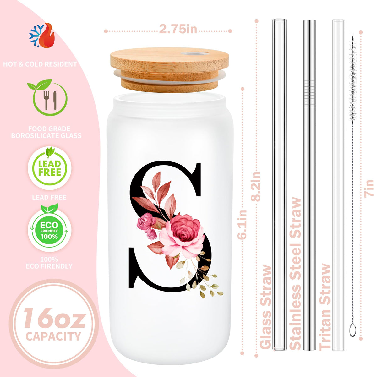 Mozaba complete straw set with bamboo lid for eco-friendly sipping.