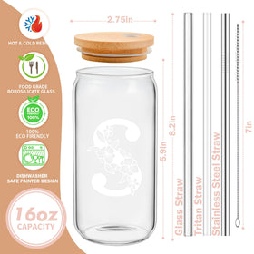 Mozaba initial iced coffee glass; ideal for personalized charm during cold drinks.