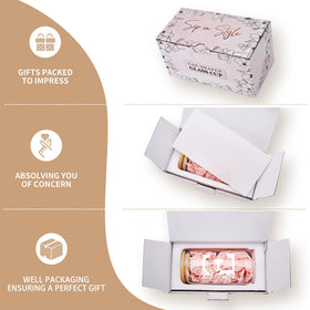 Mozaba gift-ready packaging with pink tissue for instant gifting appeal.