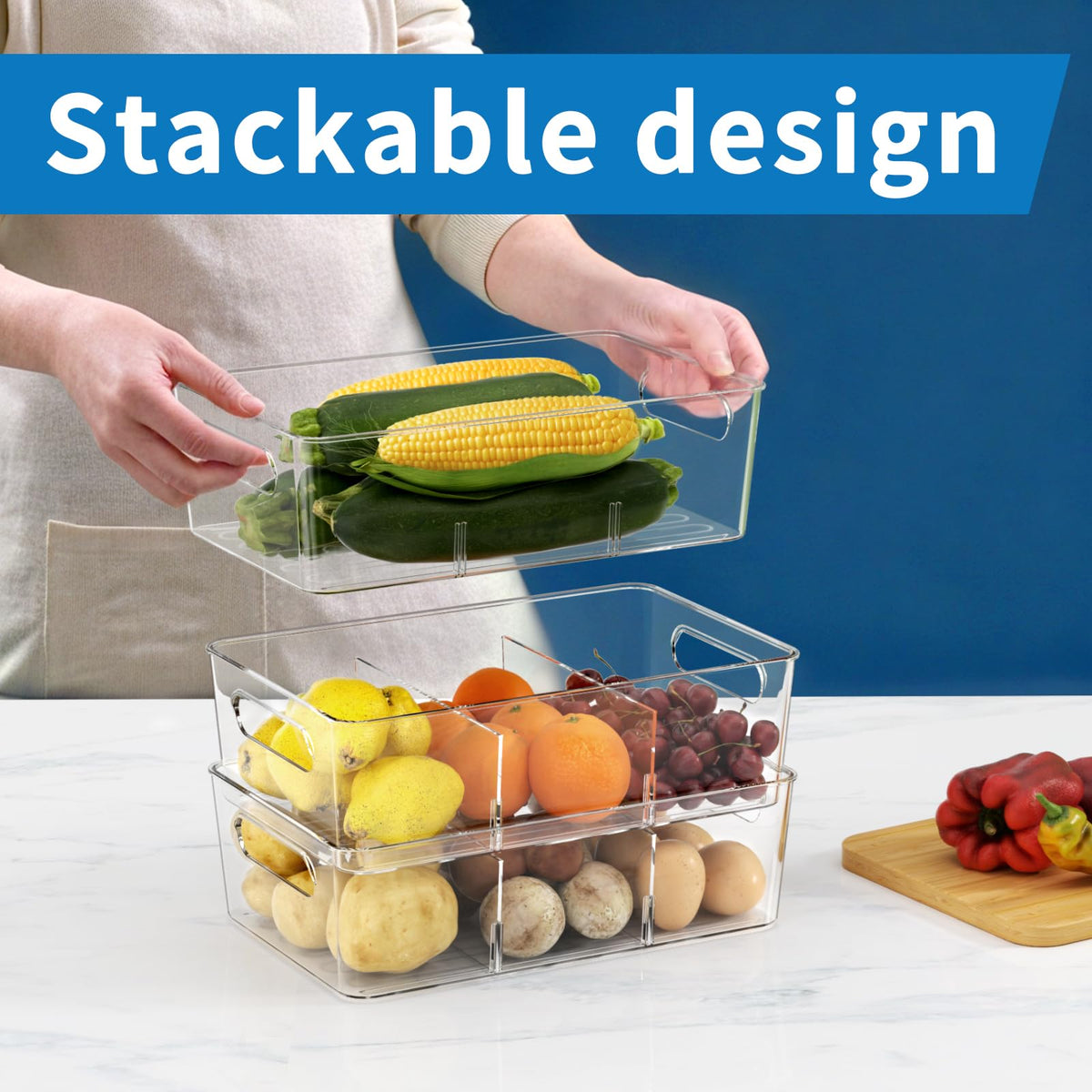 Mpotmiy BPA-free bins keep foods safe and clean.