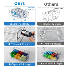 Mpotmiy clear pantry organizer with divider enables fast shelf access.