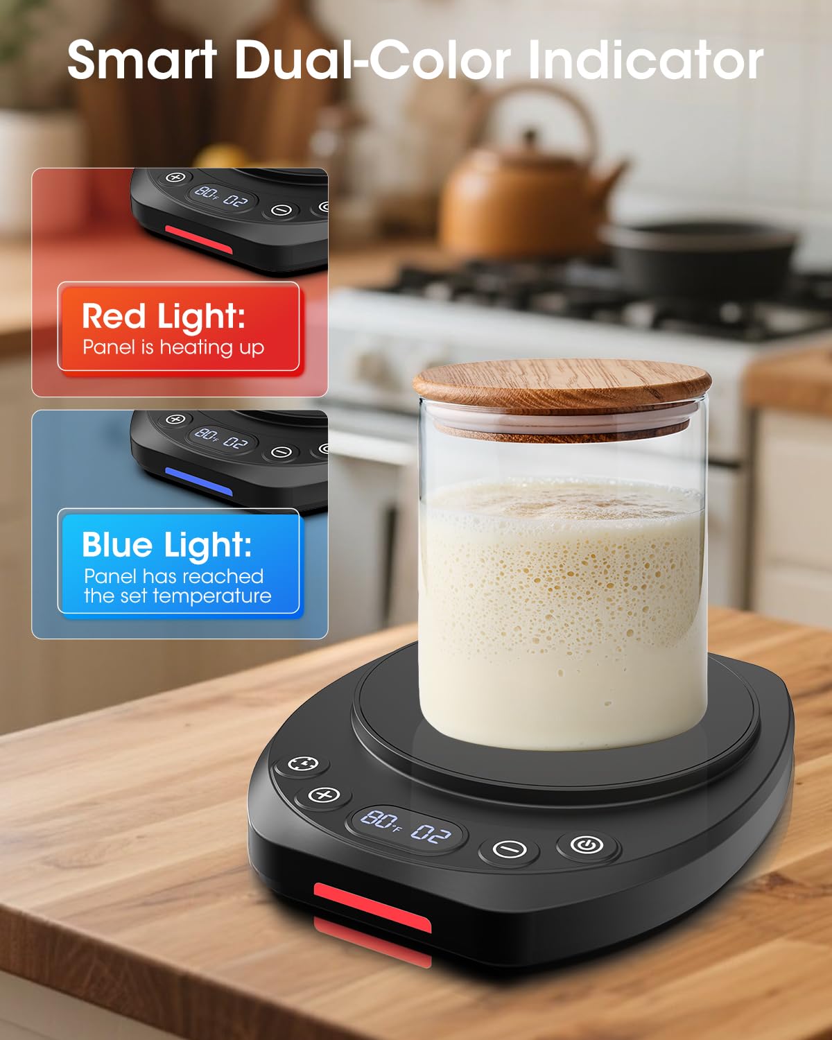 MQUPIN Sourdough Warmer fits 24-40 oz jars for standard starters.