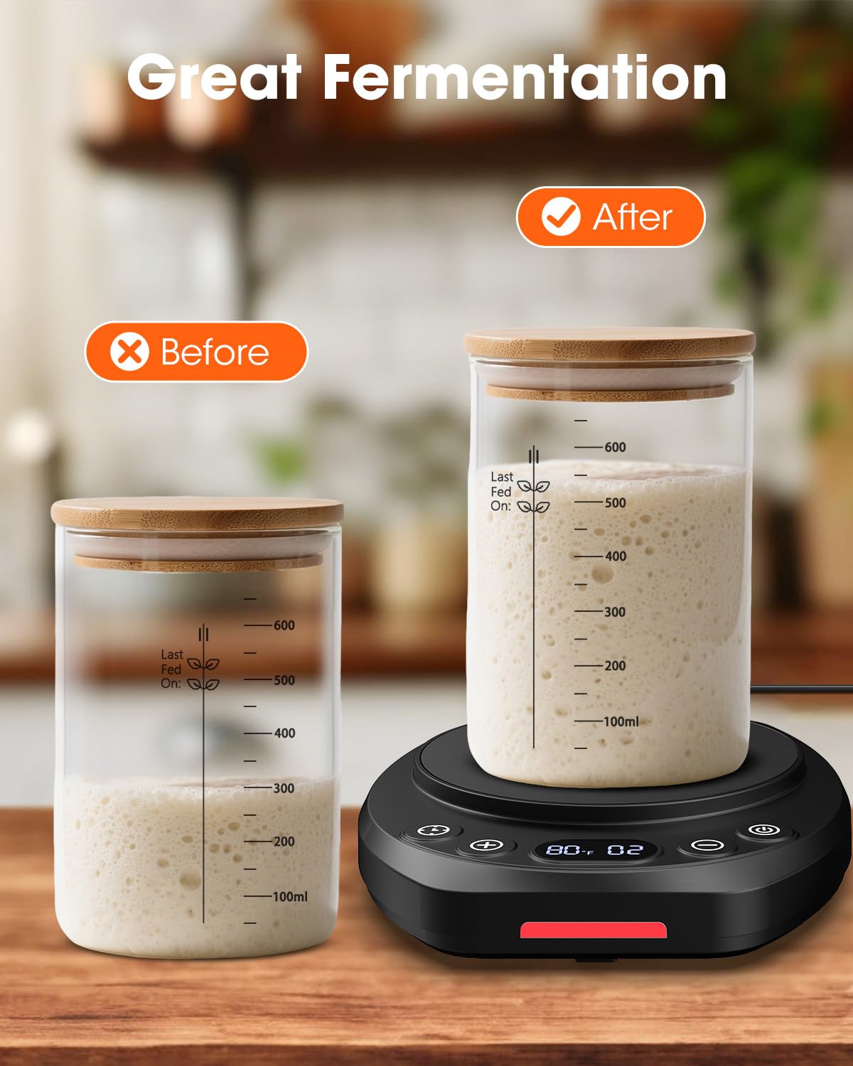 MQUPIN Sourdough Warmer with precise 1°F control supporting steady fermentation.