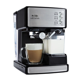 Mr. Coffee automatic milk frother in action for silky latte foam