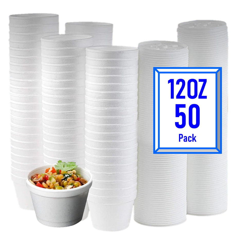 Mr Miracle foam bowl 12oz with lid for hot and cold foods, easy to carry.