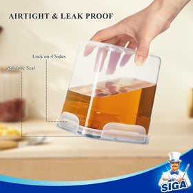 MR.SIGA snap-on lids shown for leak-proof, easy-access storage.