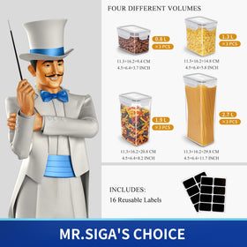 MR.SIGA stackable design helps keep the pantry neat and space-efficient.