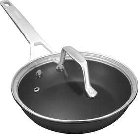 MsMk 8-inch pan with lid showing compact, versatile cooking potential for quick omelettes.