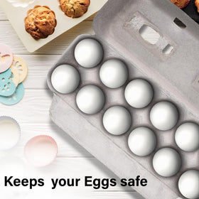 MT Products blank natural pulp egg carton with reinforced walls reduces breakage during transport.