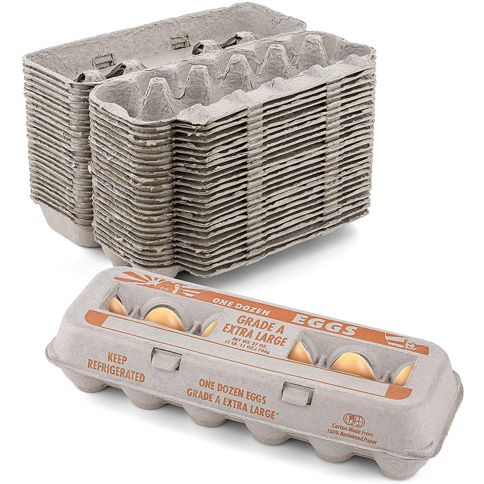 MT Products printed natural pulp egg cartons with twelve compartments for safe transport
