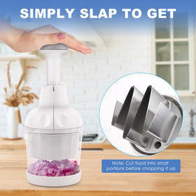 Mttobo chopper safety guard protects hands during chopping.