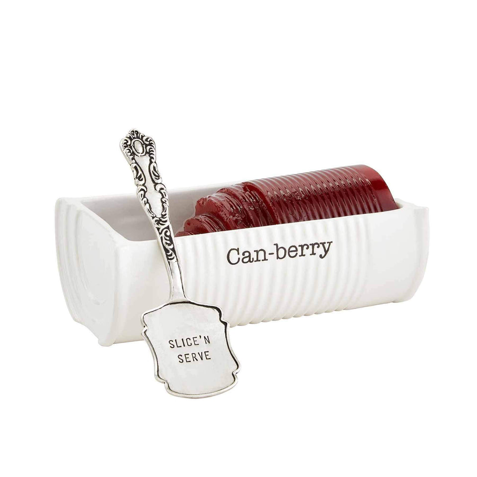 Mud Pie Can-Berry ceramic serving dish with can-shaped texture for elegant entertaining