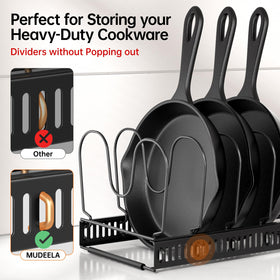 MUDEELA anti-scratch strips protect cookware surfaces during storage.