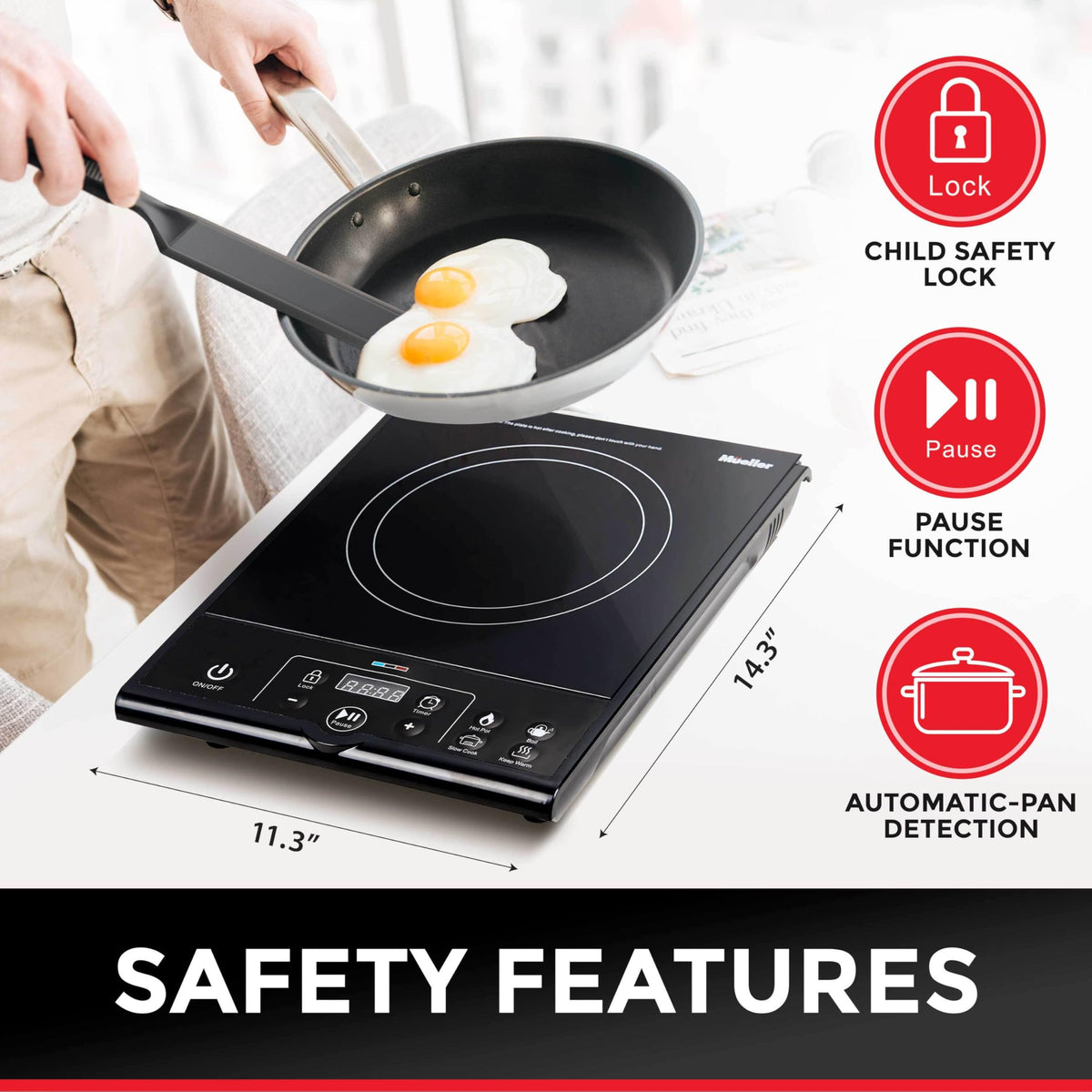 Mueller Pro-Series food container collects chopped ingredients neatly.