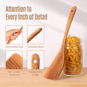 MULBOM wooden salad-forks with comfortable grip and natural teak texture