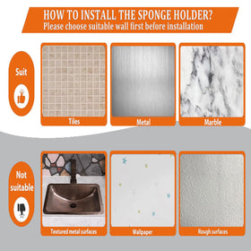 MURLONG three-in-one storage organizes sponge, soap, and brushes