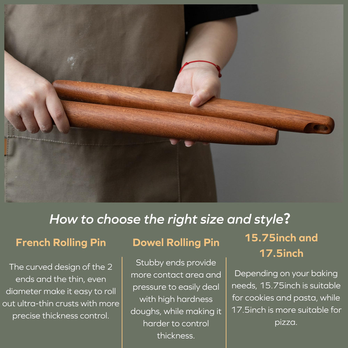 Muso Wood Sapele rolling pin packaging shown as gift-ready set.